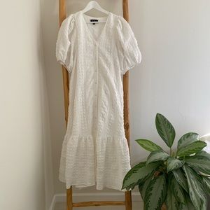 Textured white summer maxi dress